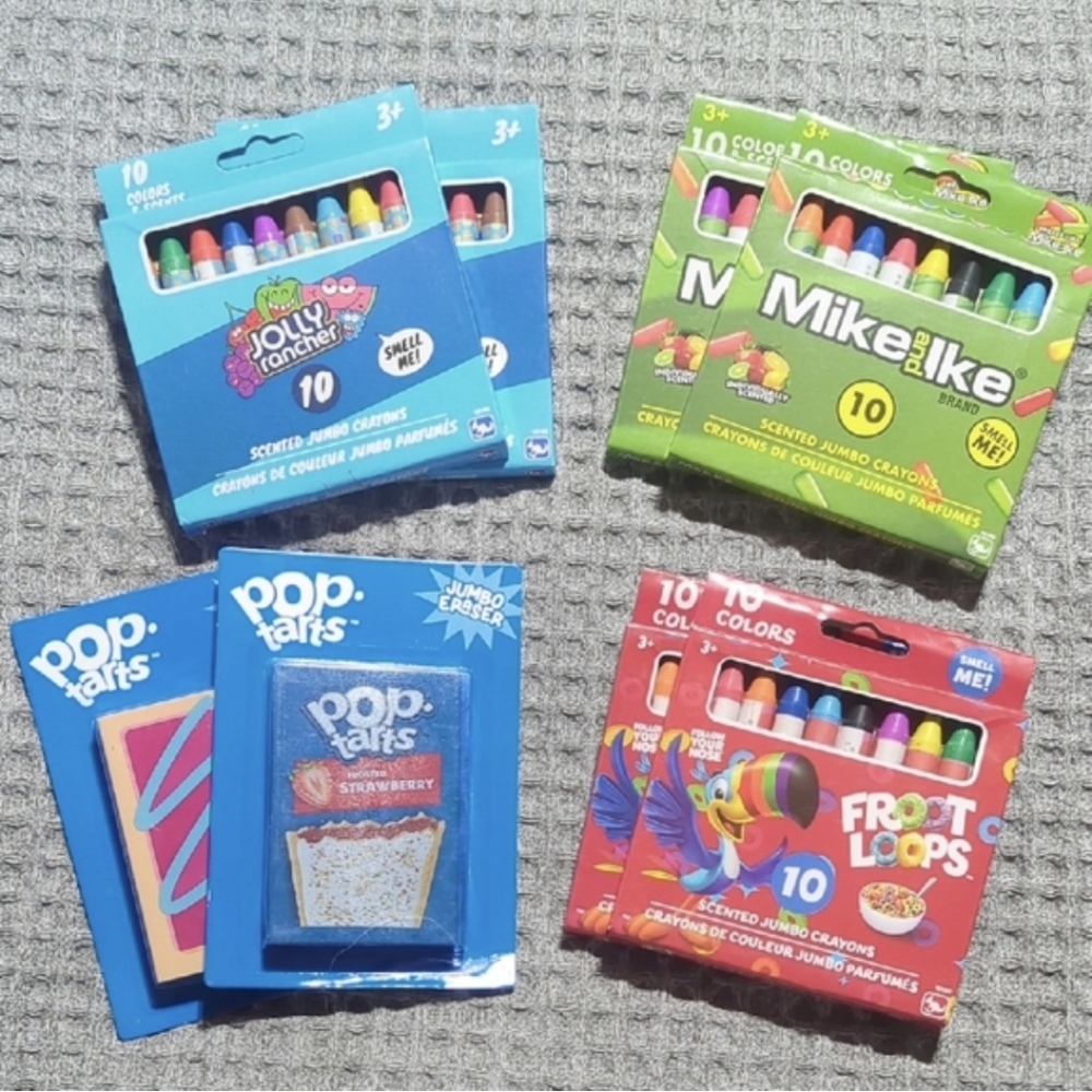 Jolly Rancher and Mike and Ike Scented Crayons Set Colors And Eraser Lot Z